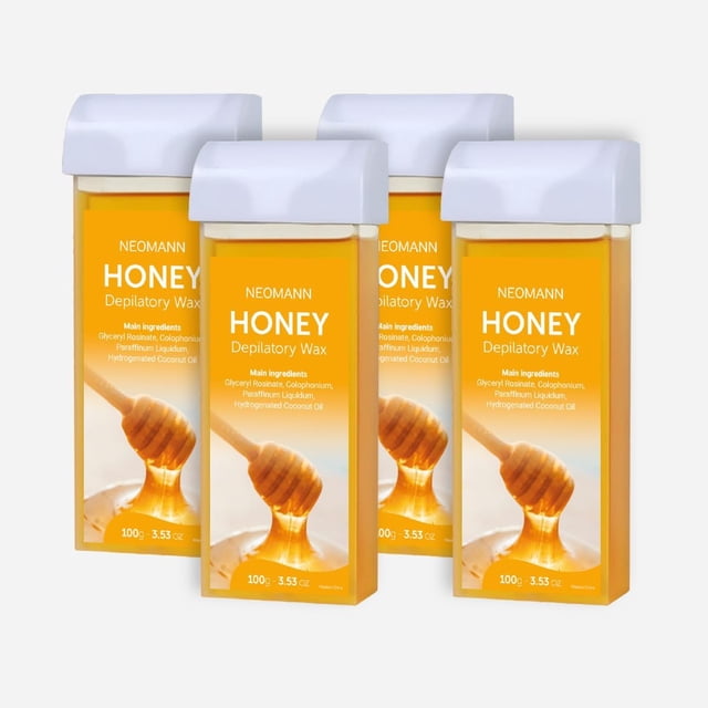NEOMANN 4x Recambio de cera roll-on de miel - Cartucho de cera suave para depilación - Compatible con todos los calentadores de cera roll-on
