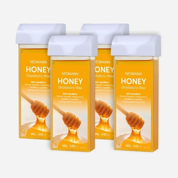NEOMANN 4x Recambio de cera roll-on de miel - Cartucho de cera suave para depilación - Compatible con todos los calentadores de cera roll-on