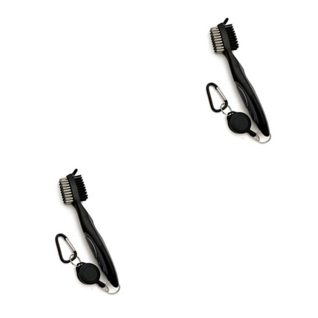 Guardoinrt Stainless Steel Golf Club Brush Ergonomic Handheld Replacement Solid Color Telescopic Ball Shoe Brushes Cleaning Tool Grey Lidless 2Set