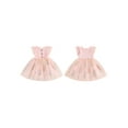 thumbnail image 2 of Suealasg Kids Birthday Party Princess Dress Toddler Girls Fly Sleeve Ribbed Floral Embroidery Tulle Sweet Dress Little Girl Summer Clothes, 2 of 9