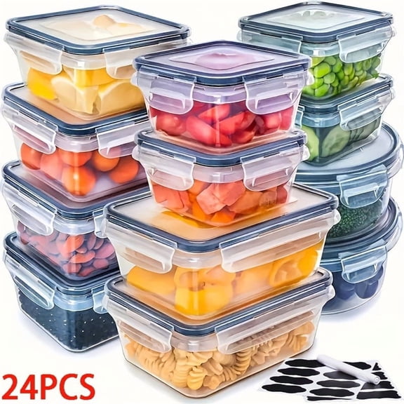 LapEasy 12pcs Plastic Food Storage Containers with Lids, Not Easy Broken & Leak Proof, BPA Free, Meal Prep Containers for Oven/Dishwasher Safe (Blue)