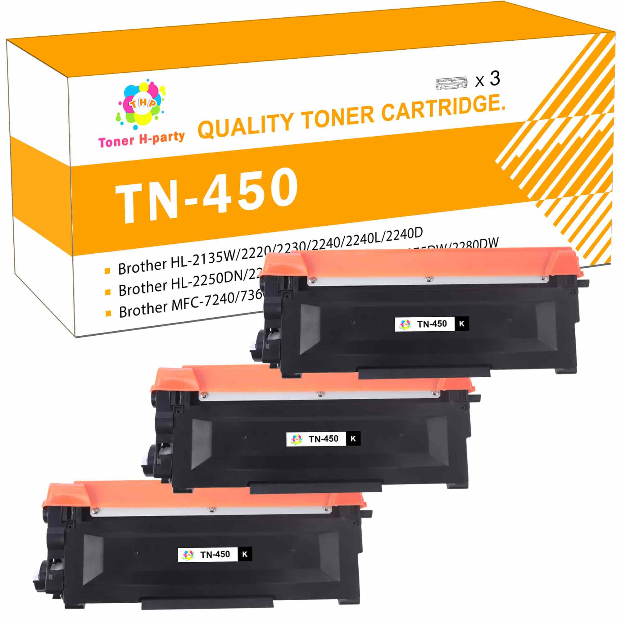 H-Party Compatible Toner for Brother TN-450 TN-420 DCP-7055 DCP-7055W HL-2220 HL-2230 MFC-7360N MFC-7360Ne MFC-7460DN Printer Ink (Black, 3-Pack) - Walmart.com