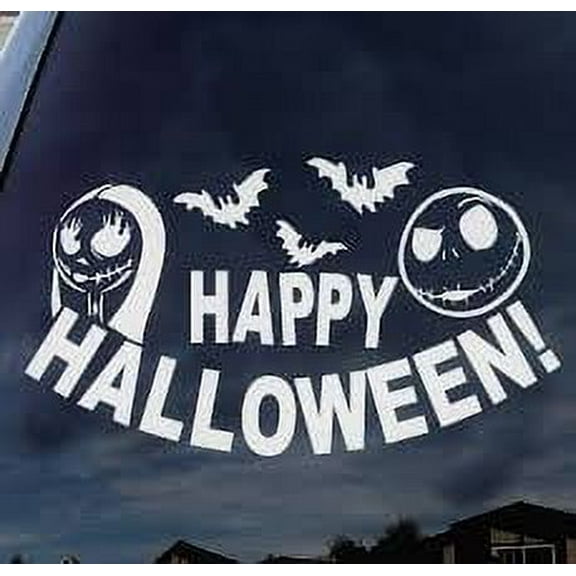 Jack Skellington And Sally Happy Halloween NBC Nightmare Before Christmas 6 Inch Professional Sticker for Truck, Car, Tumbler, Cup, Laptop, Decor, Locker, Table, Window