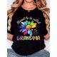 thumbnail image 1 of Women'S T-shirt, "GRANDMA Seven-color Flower" Print, Retro Simple Fashion, Round Neck, Casual And Comfortable, Sporty Short-sleeved T-shirt, 1 of 6