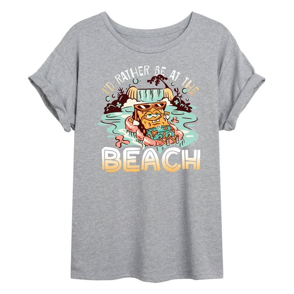 SpongeBob SquarePants - Rather Be At Beach - Juniors Ideal Flowy Muscle T-Shirt