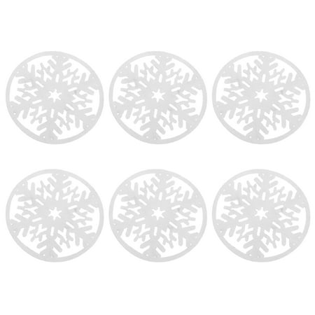 

Qius 6Pcs Christmas Snowflake Coasters Round Felt Nonslip Heat Insulation Cup Mats