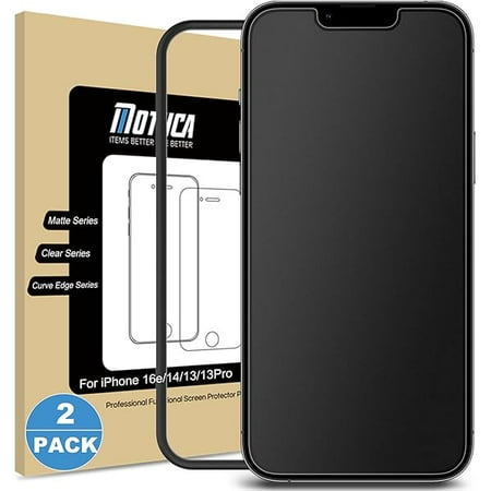 2 Pack Matte Glass Screen Protector for iPhone 16e / iPhone 14 / iPhone 13 / iPhone 13 Pro [6.1 Inch] Anti-Glare & Anti-Fingerprint Tempered Glass, [Easy Installation Frame] Smooth as Silk