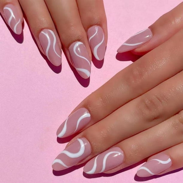 Fofosbeauty 24 Pcs Press on Nails Medium, Fake Nails Almond Glue on Nails, False Nails with Glue, Acrylic Nails for Women and Girls, Pop Art White Ruched Fofosbeauty 24 Pcs Press on Nails Medium, Fake Nails Almond Glue on Nails, False Nails with Glue, Acrylic Nails for Women and Girls, Pop Art White Ruched
