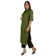thumbnail image 3 of Moomaya Solid Rayon Kurta For Women bell Sleeve Drawstring Neck Long Ethnic Kurti, 3 of 7