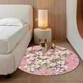 thumbnail image 3 of Pink Orchid Flowers Round Area Rugs Collection 3.3', Vintage Floral Leaves Plants Spring Non Slip Indoor Circular Throw Runner Rug Floor Mat Carpet for Living Room Dining Table Bedroom Nursery, 3 of 9