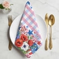 thumbnail image 2 of 4th of July Cloth Napkins, Independence Day Floral Checkered Stars Washable and Reusable Dinner Napkins Set of 4, Table Napkin for Kitchen Party Birthday Wedding Hotel Housewarming 20"x20", 2 of 9