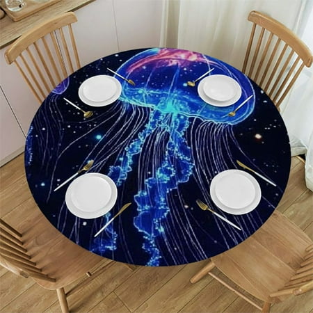 

Patifu Bioluminescence Round Table Cover Stain Resistant and Washable 100% Polyester Waterproof for Indoor Outdoor Tablecloth Kitchen Dining Wedding Parties Full Width Single-Sided Printing 38 -42