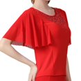 thumbnail image 2 of Blusa de baile con mangas acampanadas para mujer, de manga corta, para tango latino, cha cha cha L, 2 of 6