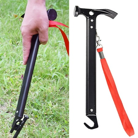 

Lfhueenn Aluminum Alloy Handle Hammer Aluminum Alloy Camping Hammer with Hook High Carbon Steel Outdoor Survival Lightweight Tent