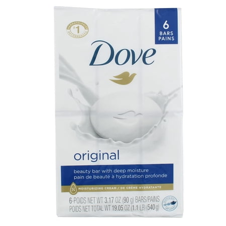 Dove Moisturizing Beauty Bar, White, 3.17 Oz, 6 Ea, 2 Pack
