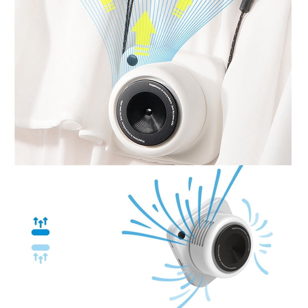 Ventilador Personal para Colgar en El Cuello, Silencioso, Manos Libres, 3 Velocidades, Portátil, para Niñas, Ventilador de Cadena USB Ajustable para O Blanco Baoblaze Ventilador de cuello colgante