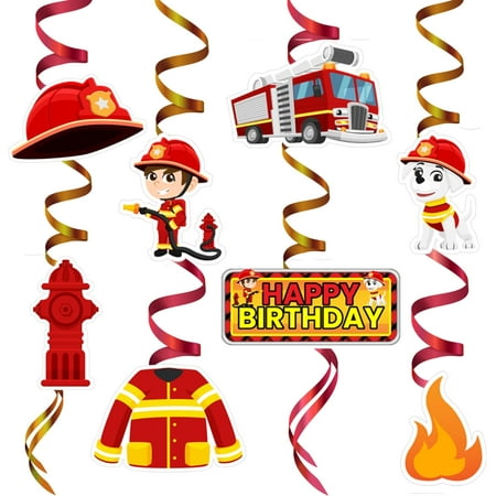 Party Hanging Swirls (46 Pieces) (Firefighter Party Hanging Swirls)
