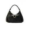 Pre-owned|Gucci Womens Rolled Handle Zip Top Leather Hobo Tote Handbag Dark Brown