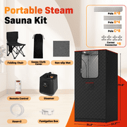 Patiosunny Portable Sauna Box for Home, Personal SPA Steam Sauna with 3L/1200W Steamer, XL Foldable and Remote Control, 99-Min Timer & 15 Power Levels, Black
