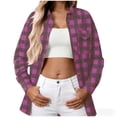 thumbnail image 6 of purcolt Womens Flannel Plaid Shirts Casual Long Sleeve Collared Tops Button Down Blouses Business Work Shirts with Pockets, 6 of 8