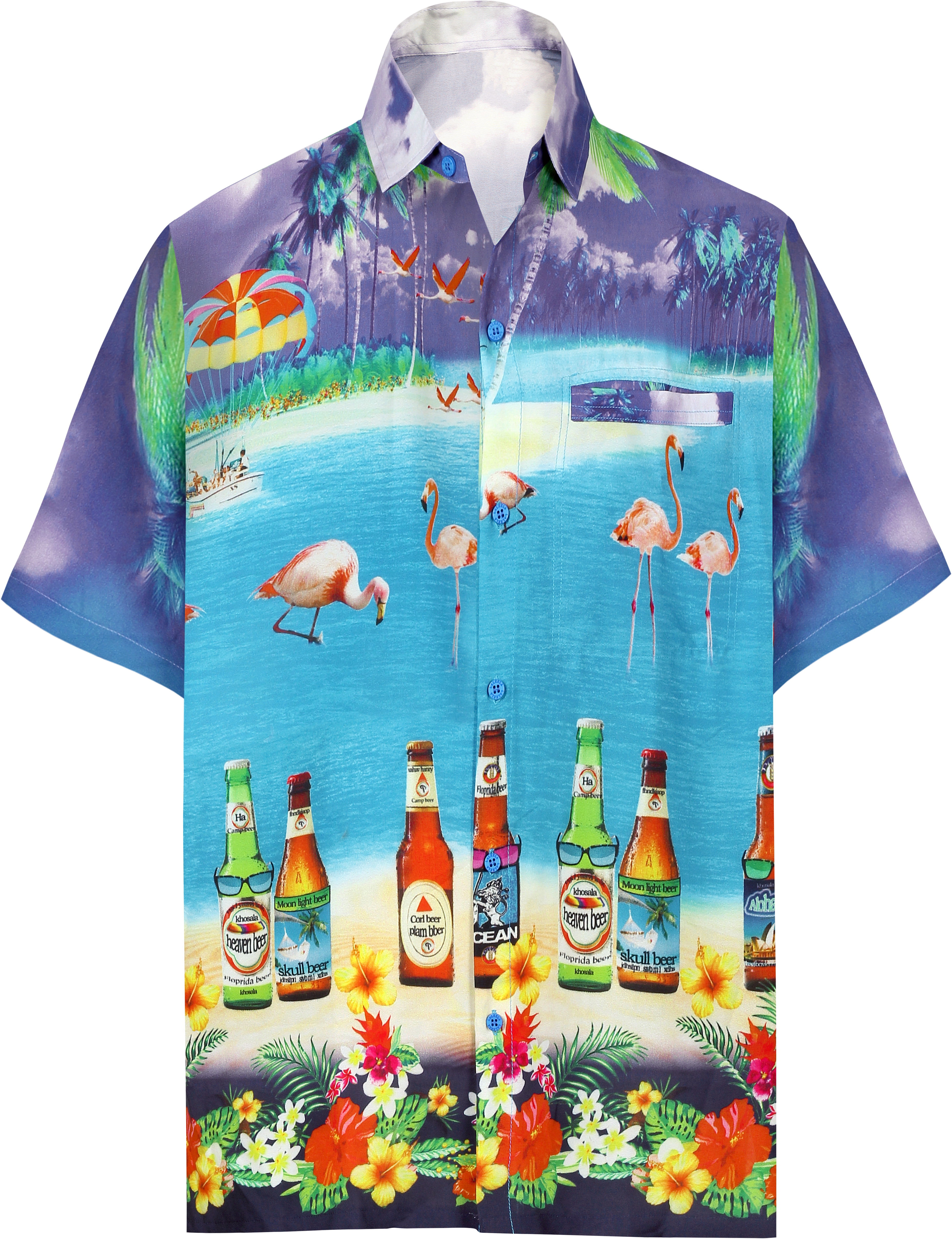 HAPPY BAY Mens 3D HD Wedding Beach Short Sleeve Casual Hawaiian Shirt