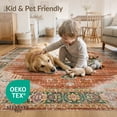 thumbnail image 4 of ODIKA 8'x10' Washable Area Rug Tone Vintage Abstract Distressed Faded Ornamental Terracotta for King Size Bedroom Under Bed, Master Suite, Non-Shedding, Easy Care, 4 of 7