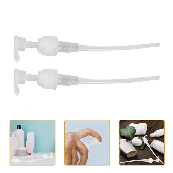 FELTECHELECTR 2Pcs Replacement Dispenser Pumps Cylindrical Transparent Plastic for Soap and Lotion 8.7x1.6x1.2in
