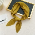 thumbnail image 2 of UTSJKR Womens Silk Like Square Scarf Neckerchief Solid Pleated Headwear Rhombus Head Scarf Neckerchief Square Bandana Yellow, 2 of 3