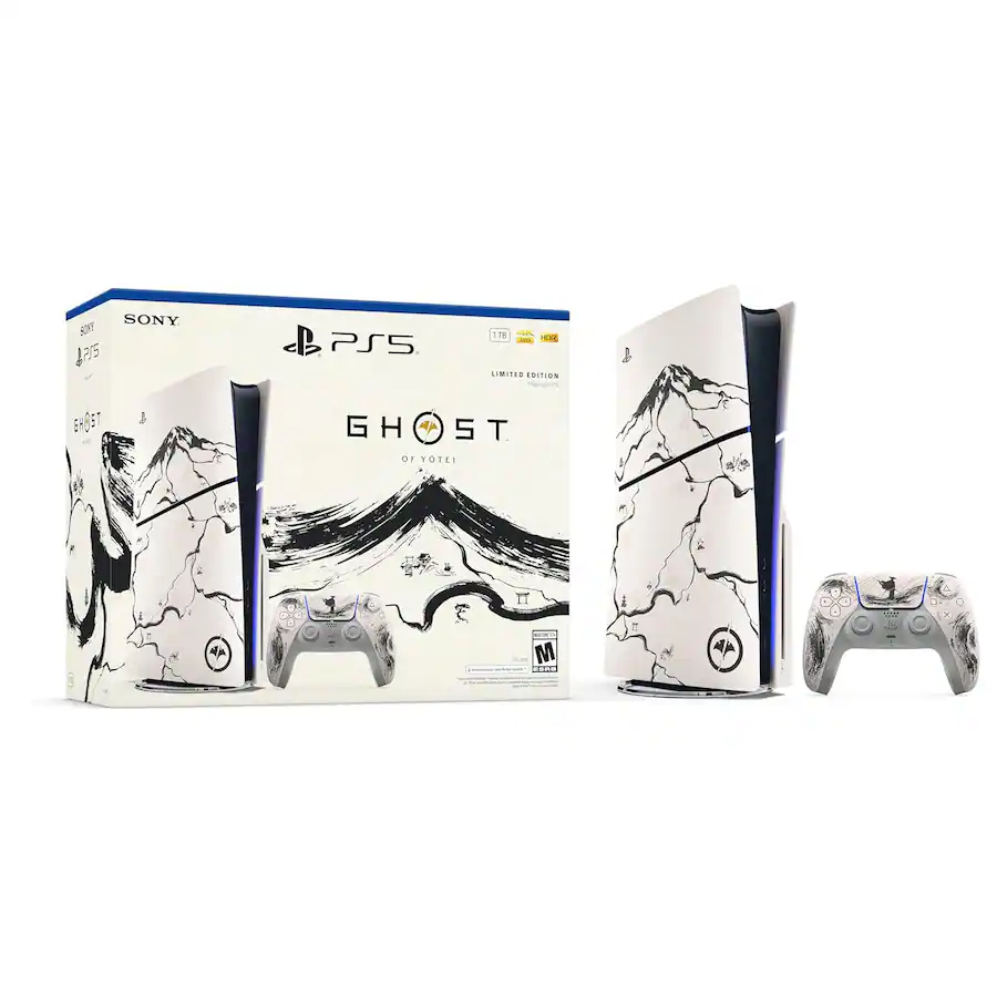 Sony PlayStation_5 Disc Ghost of Yotei Gold Limited Edition Slim Console - Next-Gen 4K Gaming, Ultra HD Blu-ray, 1TB SSD Storage, Lightweight & Compact Design, Backward Compatible
