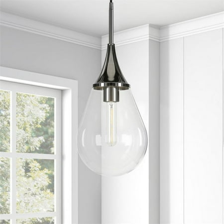 Evelyn&Zoe Industrial Clear Glass Pendant, 1pc