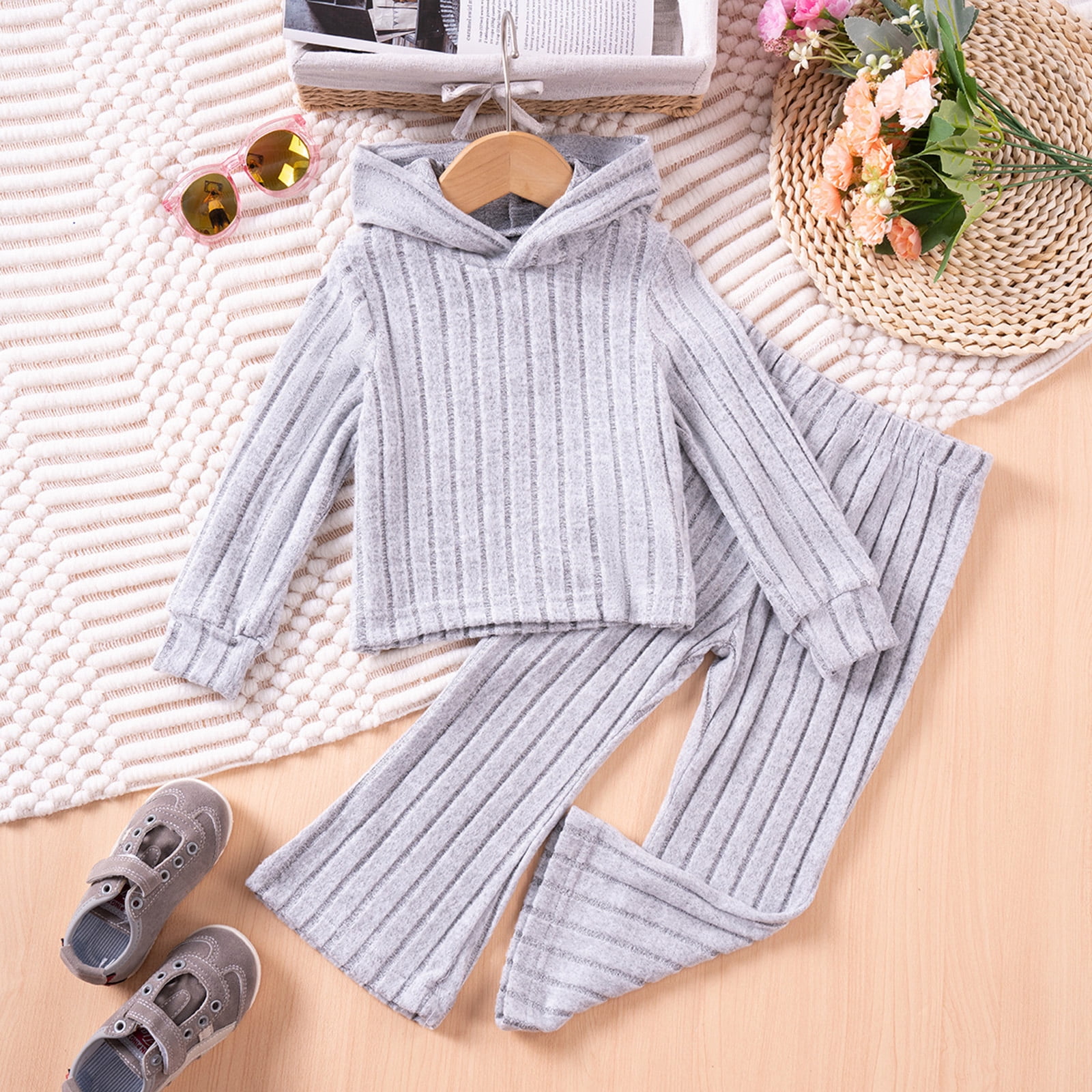 Zshosam Girls Clothes Sets Baby Girls Pullover Hoodie and Leggings Outfit Set Infant to Little Kid Size 1T 2T,(Grey 1-2 Years)