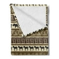 thumbnail image 2 of Safari Soft Flannel Fleece Throw Blanket, Style Geometrical Pattern with Wild Animals in Horizontal Line Art, Cozy Plush for Indoor and Outdoor Use, 50" x 70", Black and Brown, by Ambesonne, 2 of 5