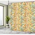 thumbnail image 4 of Ambesonne Retro Shower Curtain, Small Geometric Ornament Art, 69"Wx84"L, Dark Orange Almond Green, 4 of 4