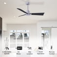 thumbnail image 3 of Matthews Fan Company AK-BN-BK-56 Alessandra 56” Brushed Nickel Ceiling Fan with 3 Matte Black Blades, Remote Control, Indoor/Outdoor Wet Rated, 3 of 6