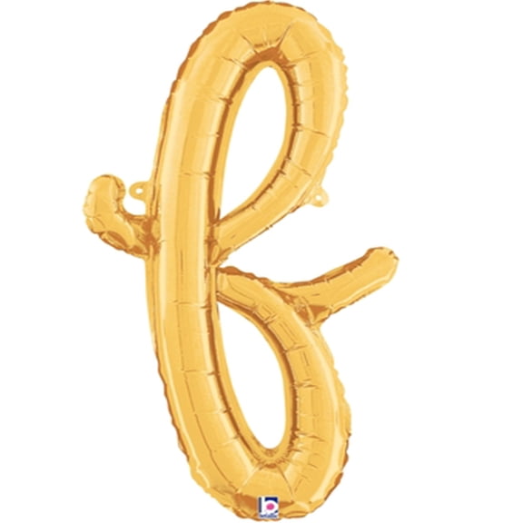 24 inch Script Letter F Gold (Air-Fill Only) Betallic Foil Mylar Balloon - Party Supplies Decorations