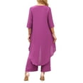thumbnail image 3 of Women's 2 Piece Chiffon Sets Summer Dressy Pantsuits High Low Top Pants Set Formal Wedding Guest Outfit XL Purple, 3 of 6