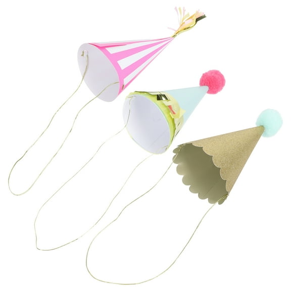 SEWCHICS Childrens Birthday Hats Assorted Color 3Set 6.7x3.1in