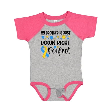 

Inktastic My Brother is Just Down Right Perfect- Down Syndrome Awareness Ribbon Gift Baby Boy or Baby Girl Bodysuit