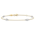 thumbnail image 3 of Auriga Fine Jewelry 14K Two-Tone Gold Diamond-Cut Leaf Anklet 10inch for Women, 3 of 7