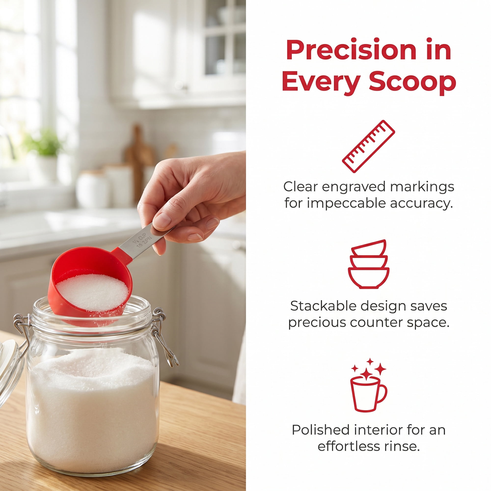 Unique Bargains Affordable Plastic Measuring Spoons Set for Kitchens or RVs Red 4Pcs