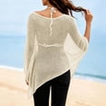 thumbnail image 6 of YSUEJPF Womens Sheer Poncho Mesh Beach Coverup One Shoulder Irregular Knit Swimsuit Cover Up Batwing Sleeve Breathable Beachwear, 6 of 6