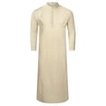 thumbnail image 2 of Yesfashion Men's Button up Cotton Robe Long Sleeve Kaftan Thobe Long Gown Casual Shirt for Beach, 2 of 8