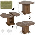 thumbnail image 2 of Round Dining Table for 4-8, 43.3''-59'' Extendable Kitchen Table Dinner Table with 2-Layer Storage Shelf and Wood Slide Door for Home Living Room, Walnut, 2 of 8