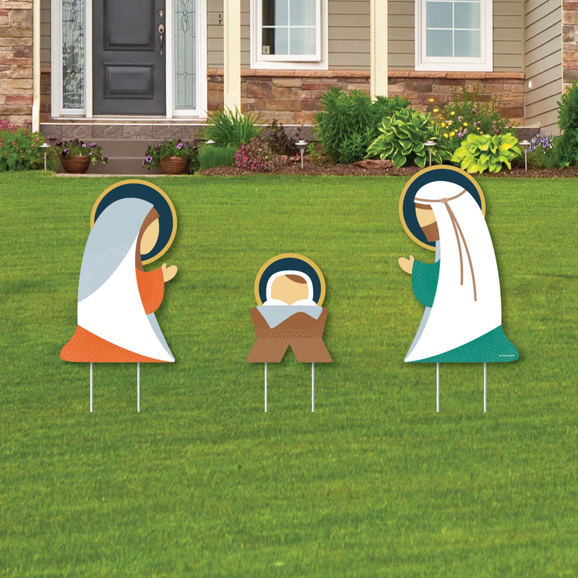 Big Dot of Happiness Holy Nativity Yard Sign and Outdoor Lawn Decorations Manger Scene Religious Christmas Signs Set of 8 
