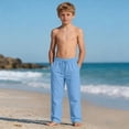 thumbnail image 5 of HAOTAGS Boys Girls Cargo Pants,Casual Summer with Multiple Pockets Drawstring Summer Pants Blue 13 T, 5 of 8