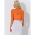thumbnail image 3 of DARING DIVA Women's Mesh Sheer Shrug Cropped Cardigan Bolero XS Orange, 3 of 6