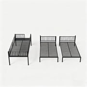 Triple Bunk Bed for 3, Twin Over Twin&Twin Metal Bunk Bed Frame Built-in Table, 3 Bunk Beds Can be Divided into 3 Separate Beds for Bedroom,Black