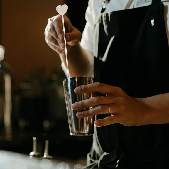 OHOIOLLA Drinking Stirrers Swizzle Sticks Silver Stainless Steel 2Pcs 7.5x1In