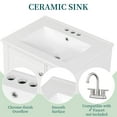 thumbnail image 6 of Euroco 24” Bathroom Vanity with Sink Combo, Freestanding Cabinet with 3 Drawers and Side Storage,MDF & Poplar Wood, Ceramic Top with Integrated Sink, 6 of 9