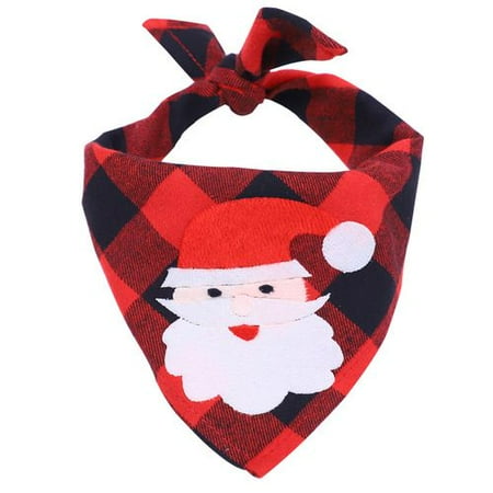 AkoaDa Pet Christmas Bandana, Washable Dog Triangle Scarf Bibs Plaid with Santa Claus and Elk Pattern Suitable for Dogs Cats